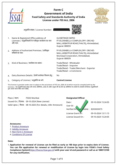 FSSAI Certificate